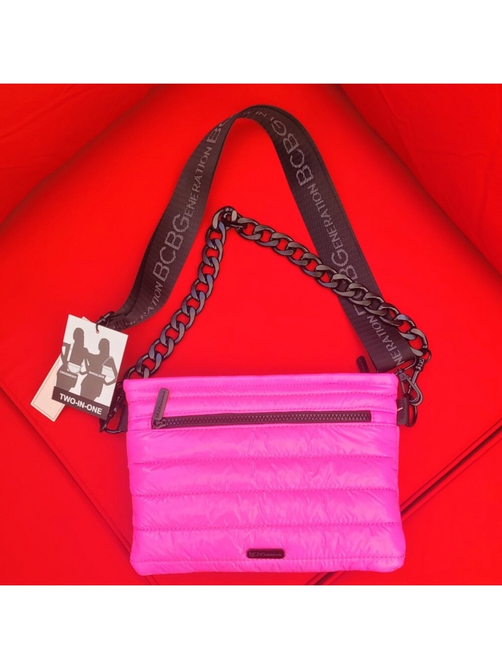 NWT BCBG HOT Pink Quilted Crossbody Bag no longer sold